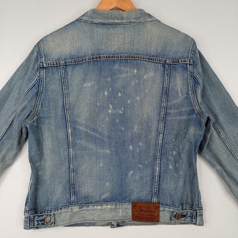 VTG 90s Polo Ralph Lauren Jean Jacket Adult (Large) Blue Denim USA Fabric - Picture 9 of 13